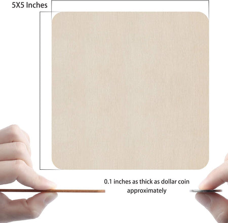 Unfinished Wood Pieces, 50Pcs 6 X 6 Inch Blank Natural Wood Square Wooden Cutouts Board for DIY Crafts Painting, Scrabble Tiles, Coasters, Decoration