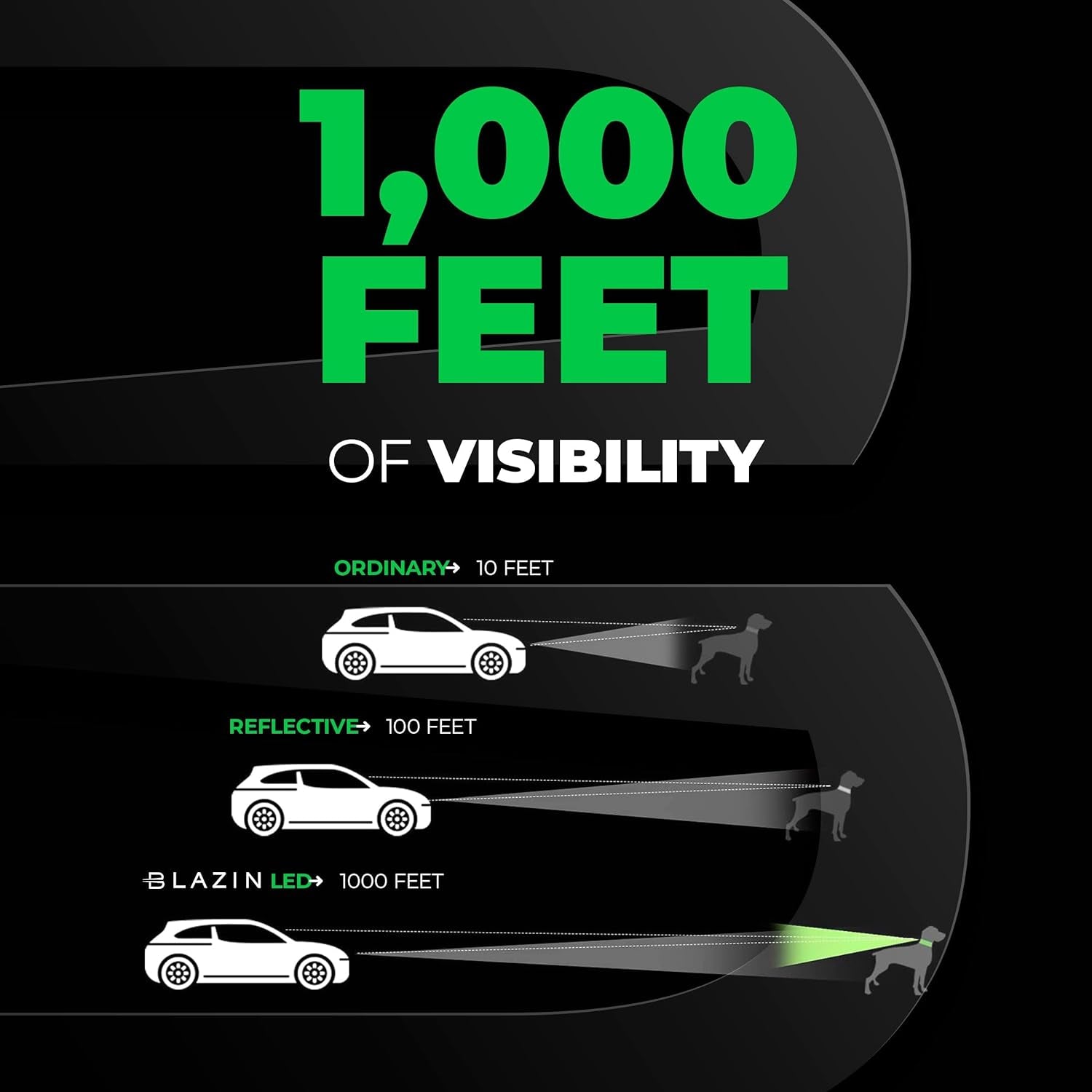 ' Safety LED Dog Collar – USB Rechargeable with Water Resistant Flashing Light